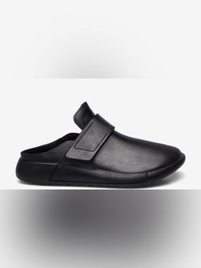 ECCO Black Women’s Slip-On Leather Clog with Strap